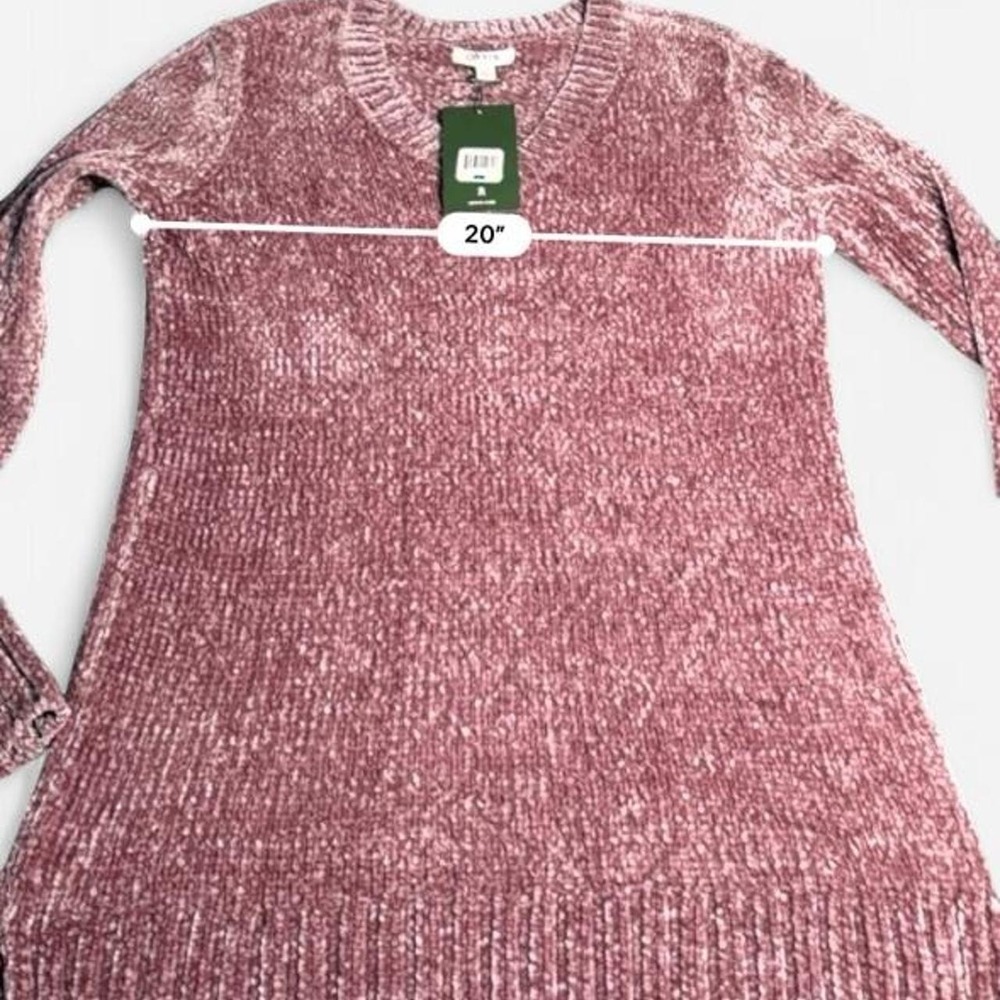 Orvis Chenille V-Neck Sweater Womens Size Large Mauve Pink Soft Plush Knit Tunic - Picture 7 of 8